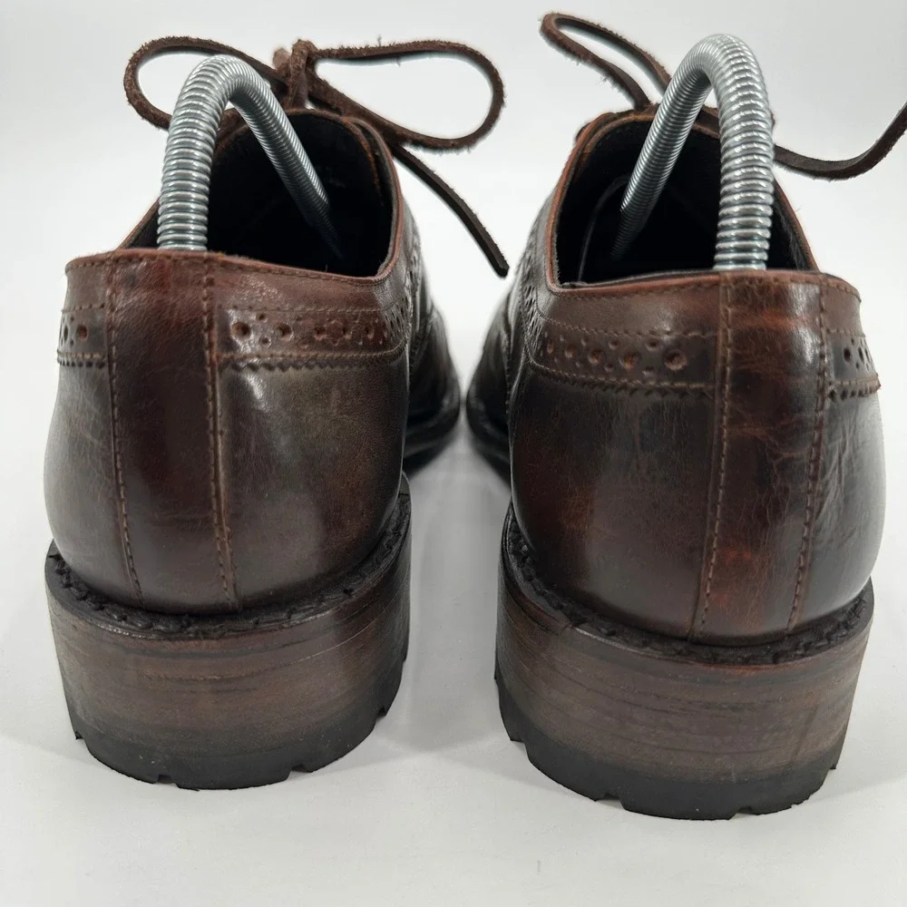 Freebird Steven George Mens 10 Dark Brown Wingtip‎ Brogue Cap Toe Oxford Shoes